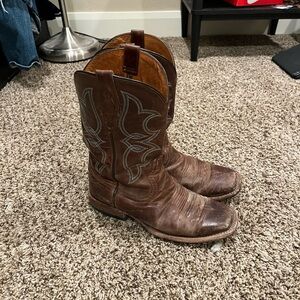 Tony Lama Brown Cowboy Western Boots Full-Grain Leather
